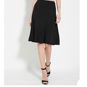 Black A-Line Midi Skirt